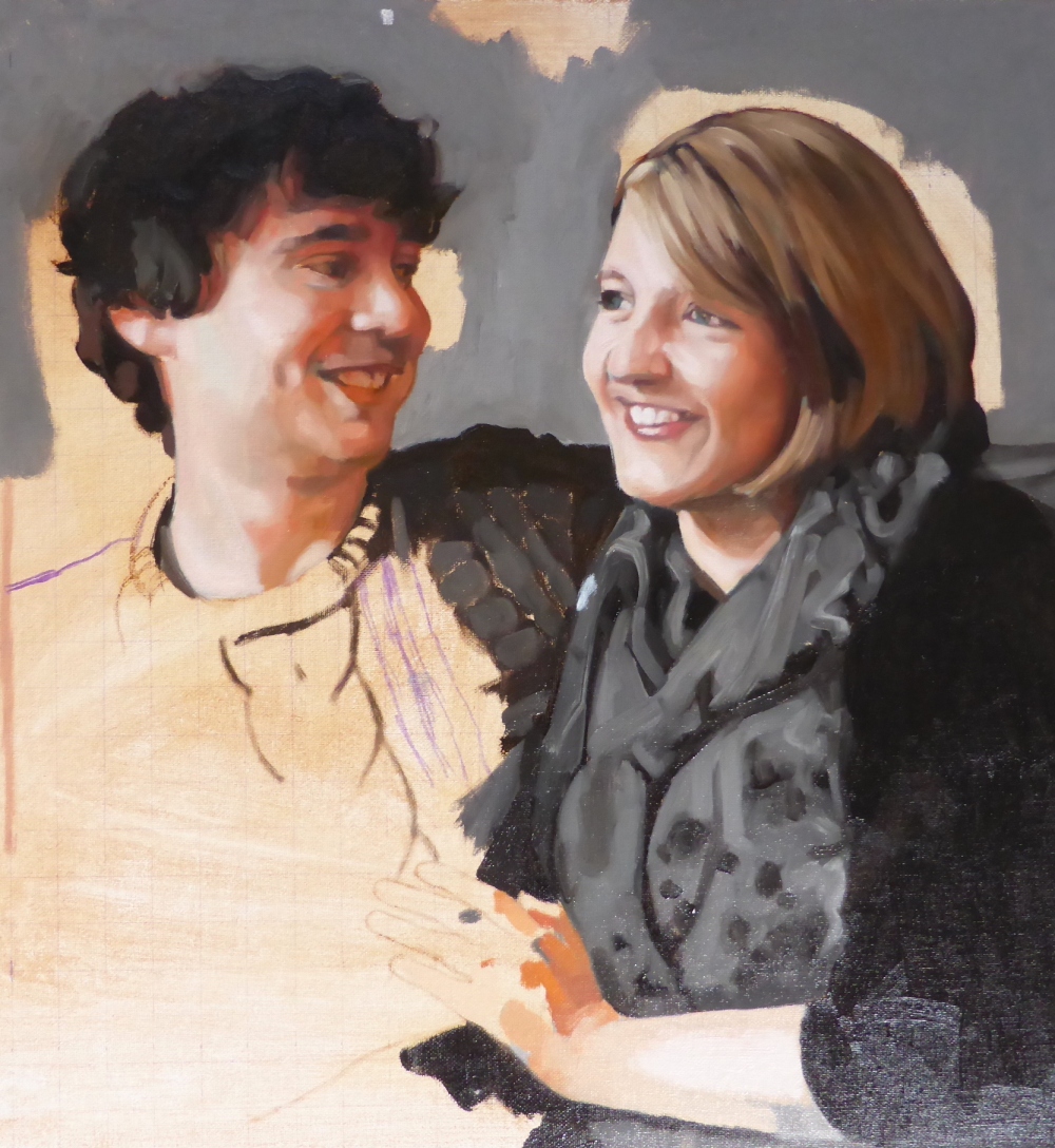 Anna and Simon, progress 1, Oil on canvas, Matt Harvey
