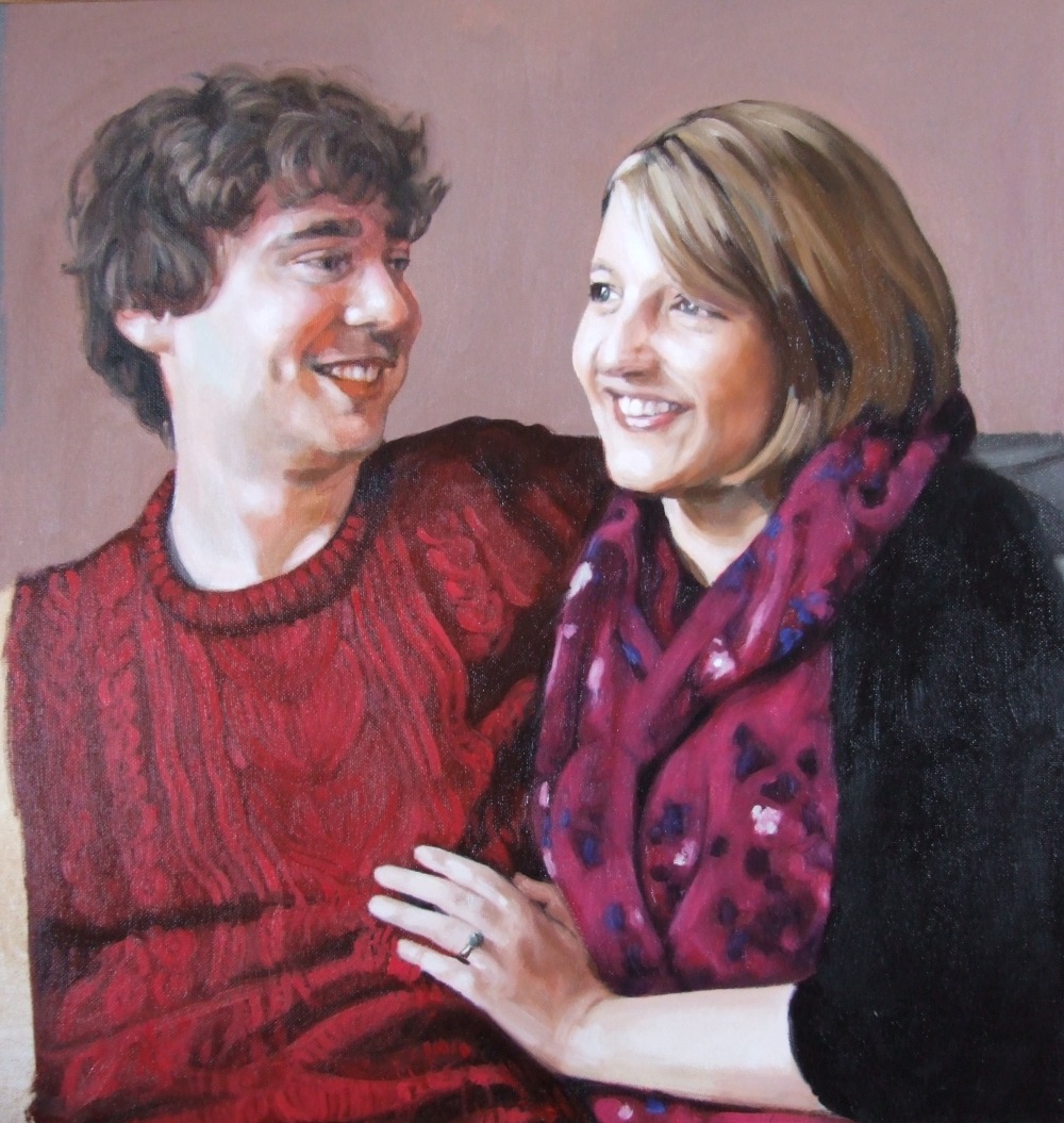 Anna and Simon progress 4, oil on canvas, Matt Harvey Art
