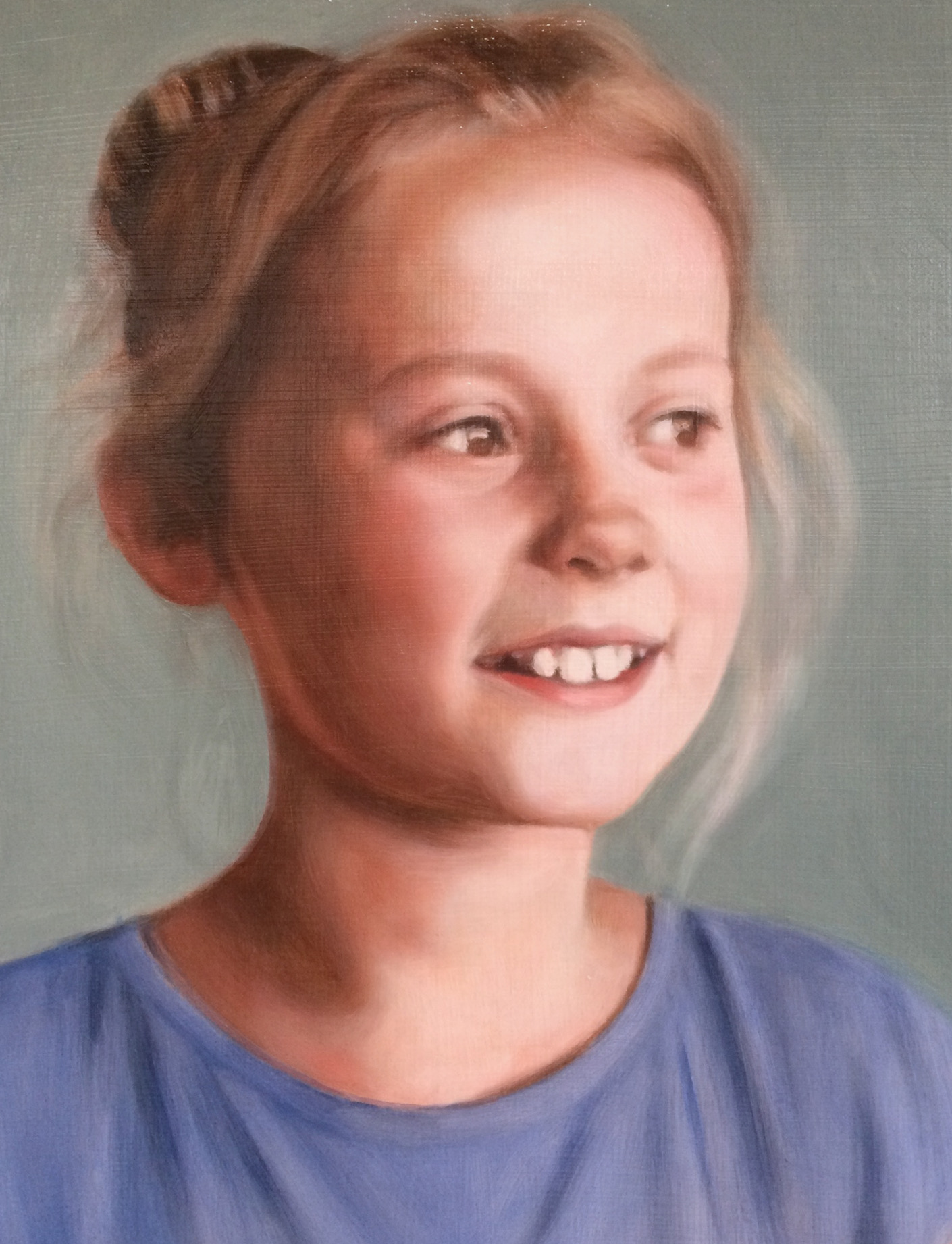 Ruby 4th glaze, oil on board, custom portrait commission by portrait painter Matt Harvey,oil on board