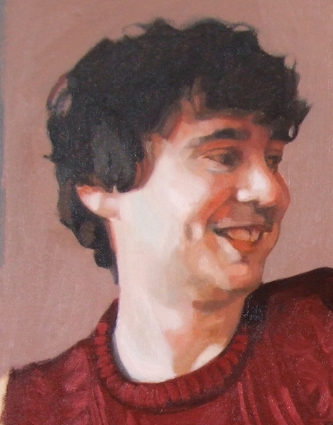 Portrait painting in progress by Matt Harvey, UK portrait painter and artist, taking commissions