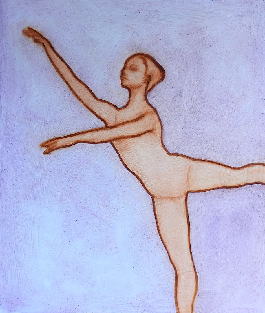 Oil painting of a dancer in 3rd arabesque by Matt Harvey, contemporary artist and portrait painter