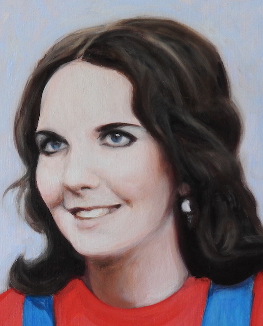 A portrait painting by Matt Harvey in acrylic and oil paints. built up using a glazing method on board.