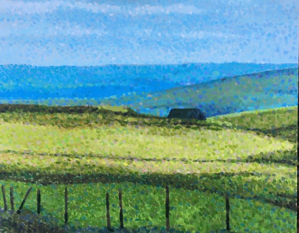Pointillist oil painting by Matt Harvey, contemporary landscape painter