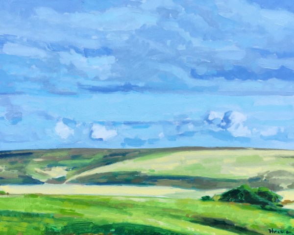 Landscape painting in oil on board by Matt Harvey art